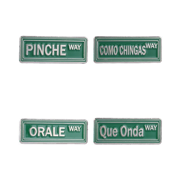 Wholesale Stylish Funny Slogan Enamel Pin Brooch Mexican Slang PINCHE WAY Zinc Alloy