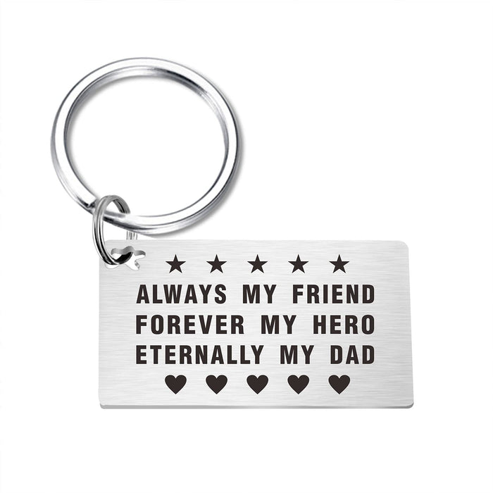 Wholesale Square steel keychain, Father's Day engraved gift, stainless steel card keychain