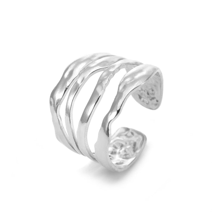 Wholesale multiple irregular lines stainless steel ring