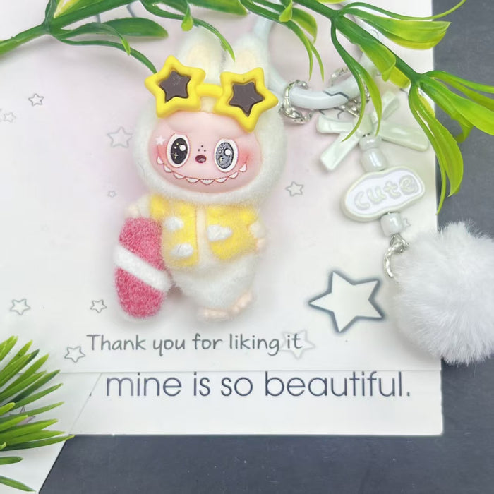 Wholesale flocked cute doll keychain pendant