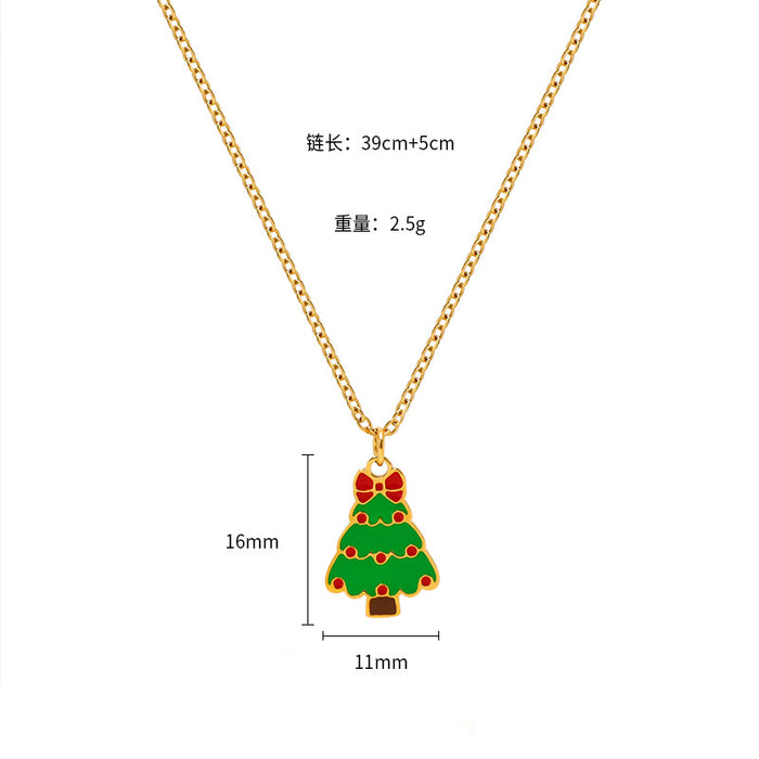 Wholesale Christmas Cartoon Oil Dripping Creative Design Necklace