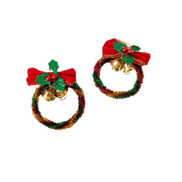 Wholesale Christmas tree bow color earrings women' s personality bell Christmas innovative series earrings