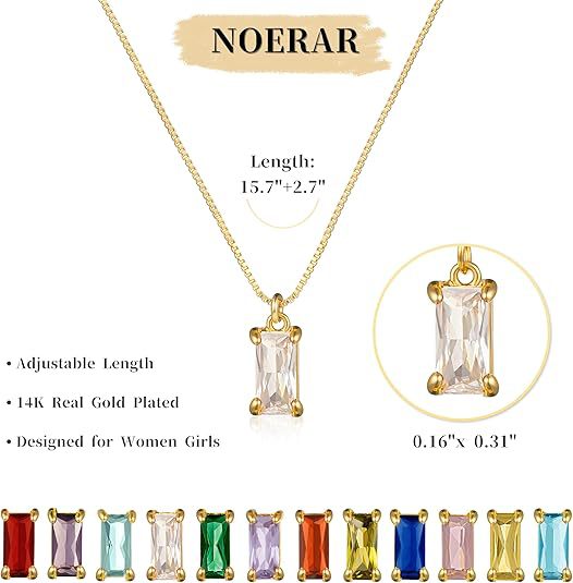 Wholesale Square Birthstone Colored Zircon Pendant Color Preserving Box Chain Necklace