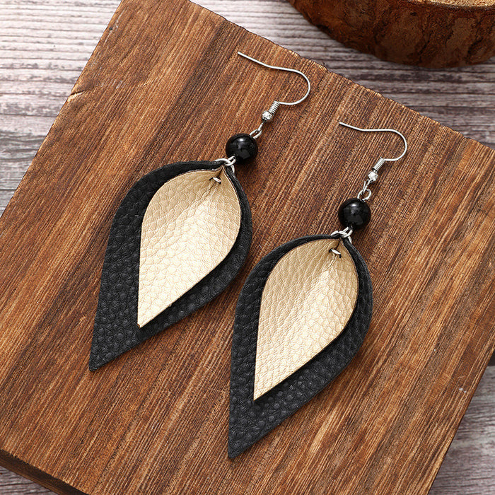 Wholesale Earrings with simple and fashionable multi-layer leather structure, ear hooks, wholesale