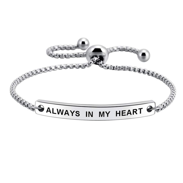 Wholesale Stainless steel bracelet with holiday lettering adjustable gift chain bracelet