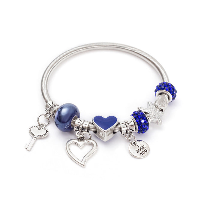 Wholesale Fashionable and minimalist heart pendant bracelet, versatile temperament, colorful accessories, niche, light luxury, retro bracelet