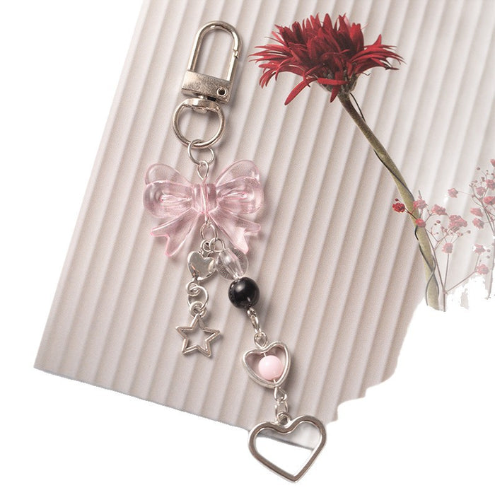 Wholesale Heart Transparent Bow Heart Phone Chain Pendant Bag Pendant Chain