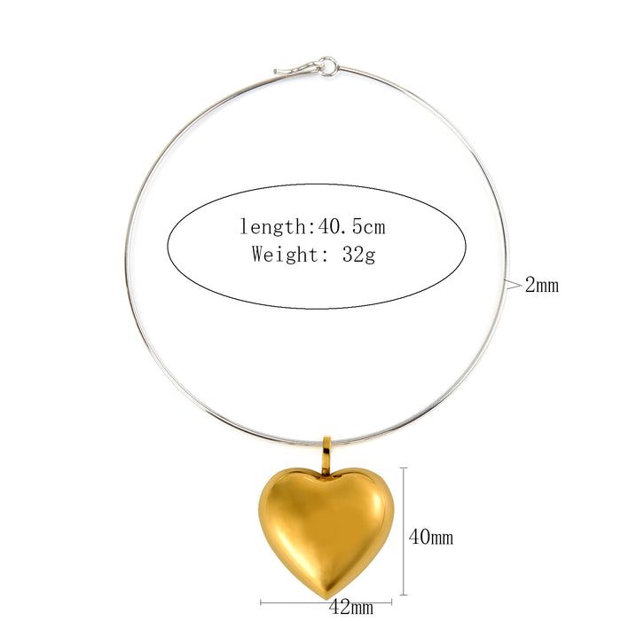 Wholesale Light luxury, high-end, minimalist design, stainless steel heart collar, fashionable commuting collarbone chain