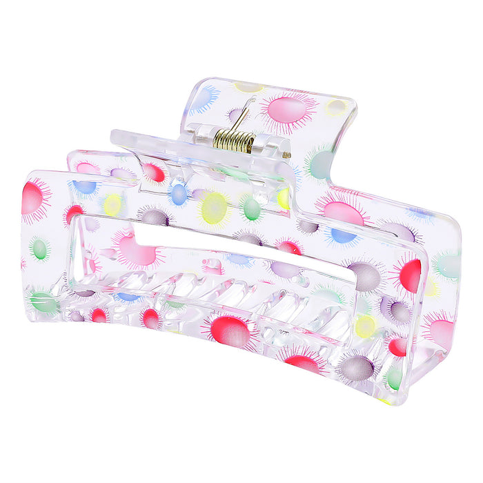 Wholesale Square Transparent Printing Plastic Hair Clip JDC-HC-Fengp007