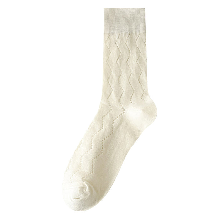 Wholesale Socks, thin, mid tube, heart-shaped, sweat absorbing, breathable, hollowed out, mesh stacking, long socks