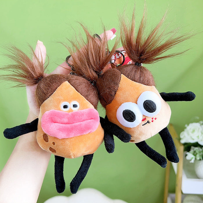 Wholesale Creative Plush Cute Fried Potato King Cartoon Car Keychain Bag Pendant Couple Small Gift