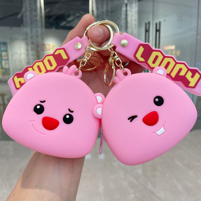 Wholesale Keychain pendant, cartoon silicone coin purse, cute little wallet