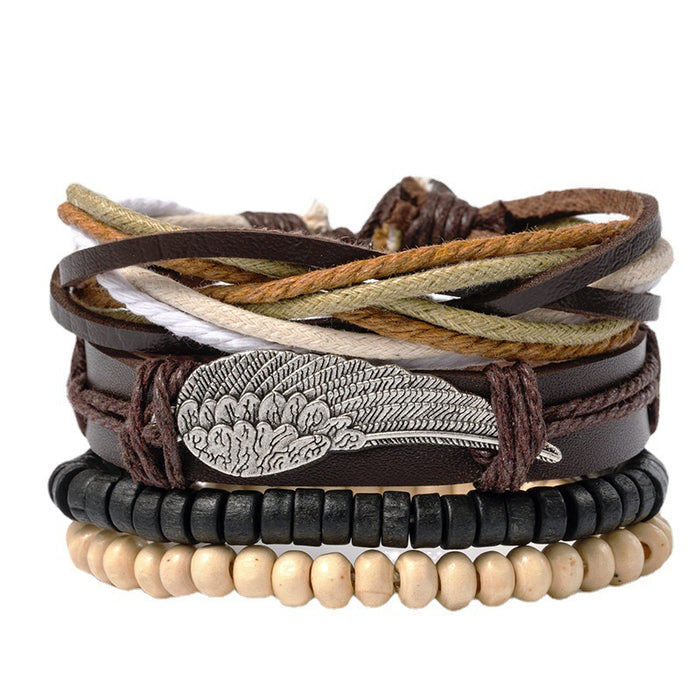 Wholesale 4pieces/pack Personalized Braided Four-piece Leather Bracelet JDC-BT-XH027