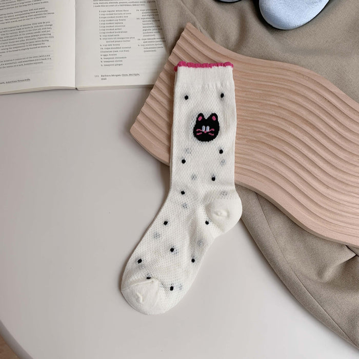 Wholesale Cartoon mesh breathable mid tube socks, cute socks