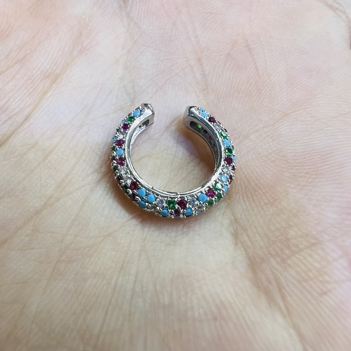 Wholesale Gold Plated Copper Ear Cuff with Colored Zircon Simple Style Fashion Accessory MOQ≥2