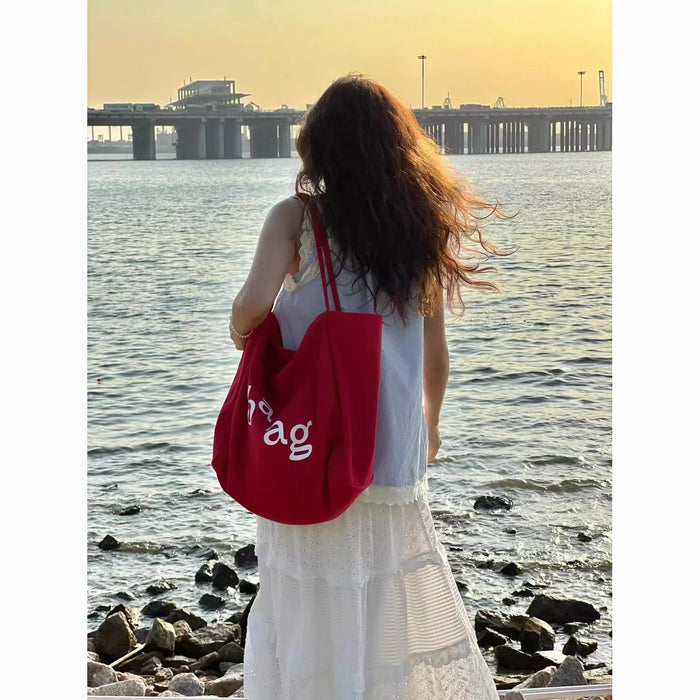 Wholesale Large capacity shoulder bag, canvas bag, tote shopping bag, letter printed bag