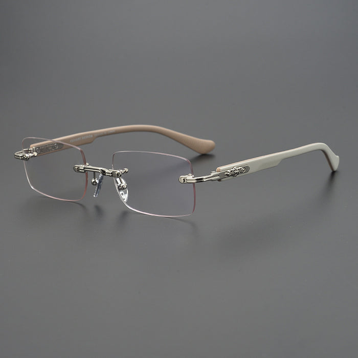 Wholesale Retro perforated frameless glasses with personalized frames for men and women, ultra light and fashionable