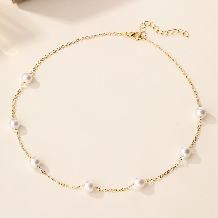Wholesale New Jewelry Fashion Pearl Chain Necklace Simple Luxury Pearl Pendant