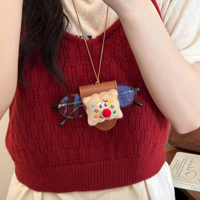 Wholesale Eyeglasses clip with a cute plush doll pendant eyeglasses case necklace
