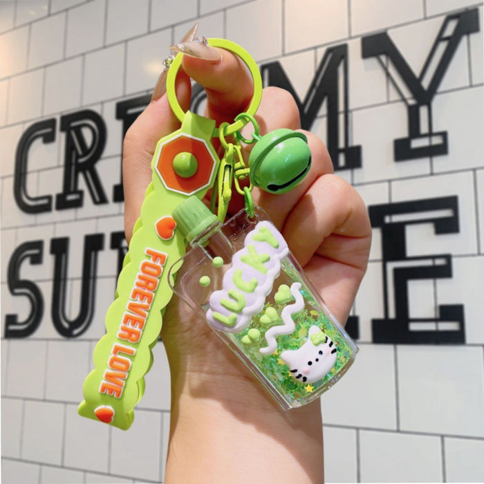 Wholesale Luminous bubble beads keychain cute liquid quicksand pendant school bag accessories small gift keychain