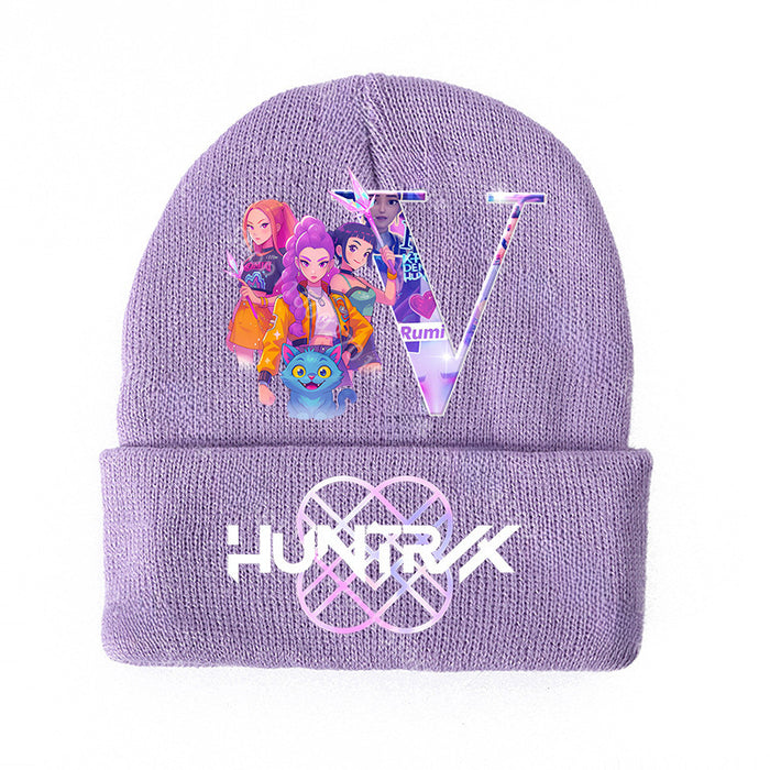 Wholesale KPOP knitted cartoon letters autumn and winter hat