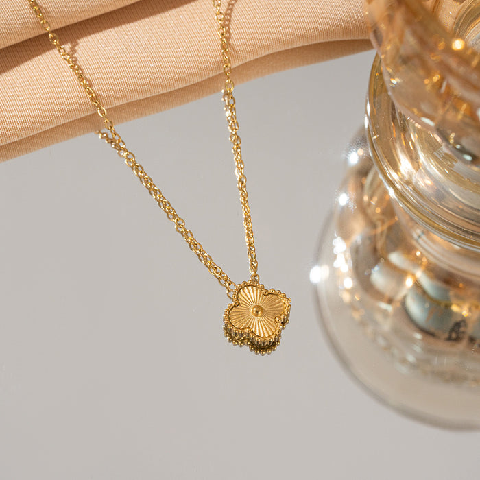 Wholesale Stainless Steel Double-Sided Four-Leaf Clover Necklace Women Titanium Steel