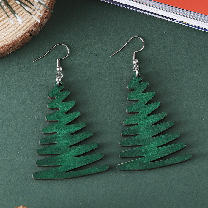 Wholesale Christmas Green Christmas Tree Pendant Earrings