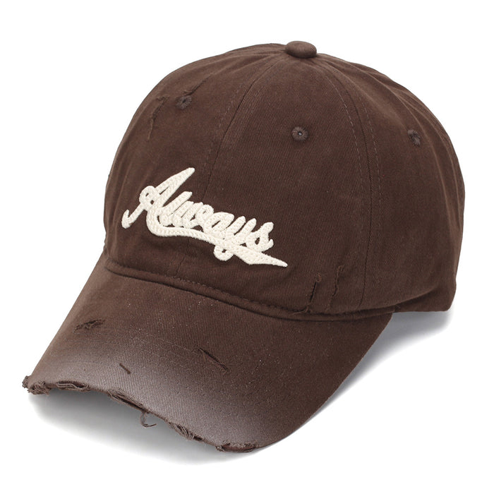 Wholesale Distressed Embroidered Baseball Cap - Always Design Unisex Casual Sun Hat for Everyday Wear
