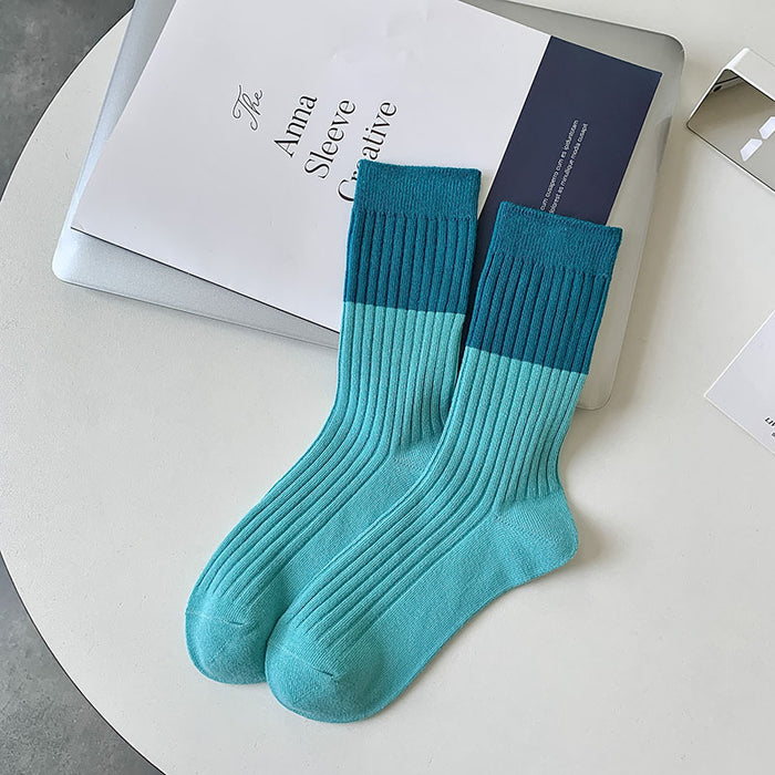 Wholesale New socks, retro mid tube double needle socks, stacked socks