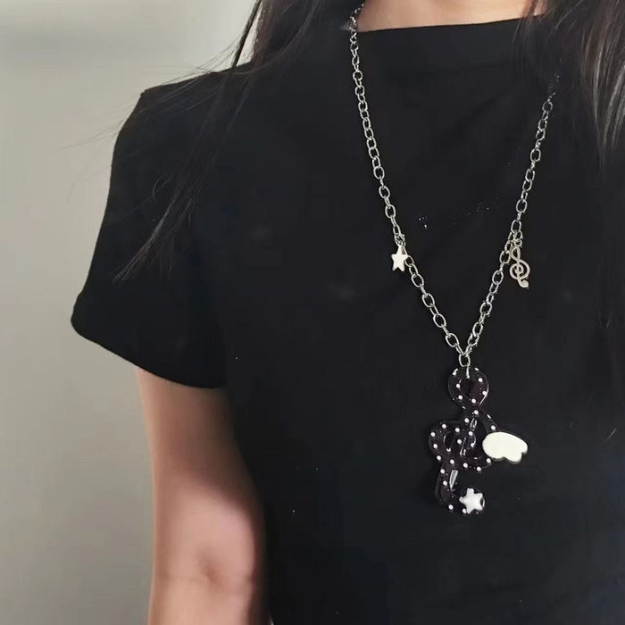 Wholesale Acrylic Musical Note Necklace One-Winged Angel Fashion Jewelry Accessory