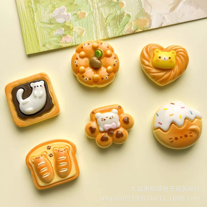 Wholesale Cartoon  Cat Bread Resin Accessories Handmade Cream Gel Hair Clip Accessories Headline Material Bag