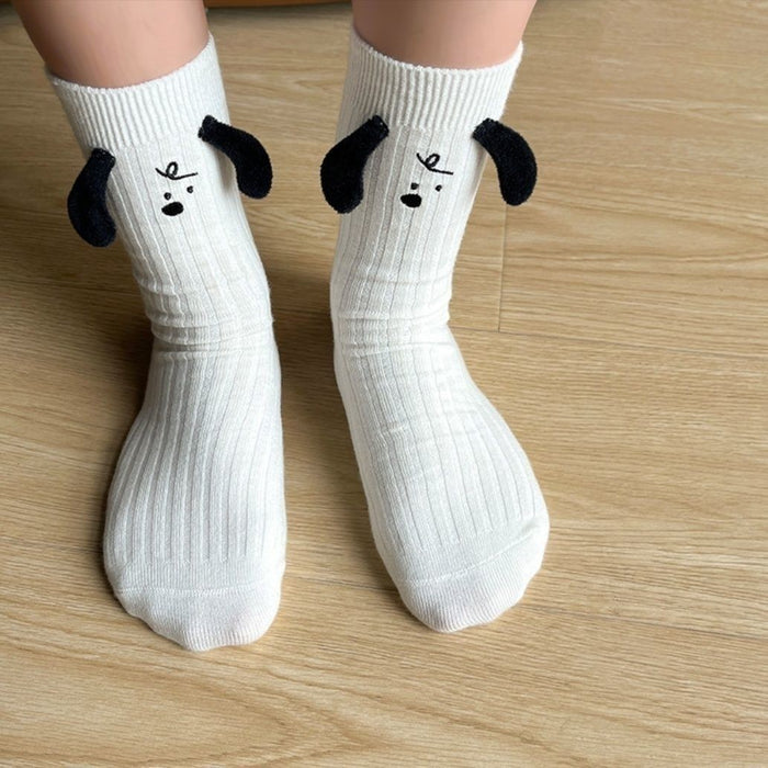 Wholesale Three-dimensional Doll Socks Women's Autumn and Winter Cartoon Black Ears Puppy Mid-body Socks