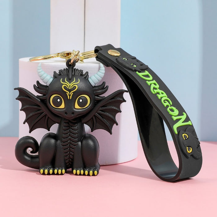 Wholesale Cartoon Black and White Little Flying Dragon Keychain Pendant Soft Plastic Cute Doll Accessories Luggage Pendant