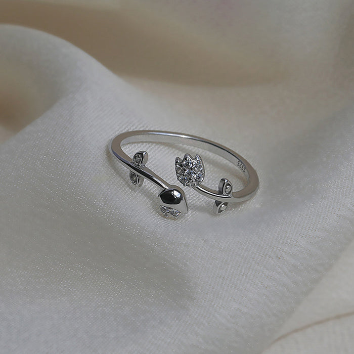 Wholesale Diamond Tulip Ring Personality Elegant National Tide Temperament