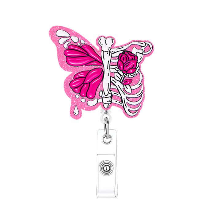 Wholesale Acrylic Heart and Lung Creative Pattern Retractable Clip Acrylic Keychain JDC-KC-QiDing012