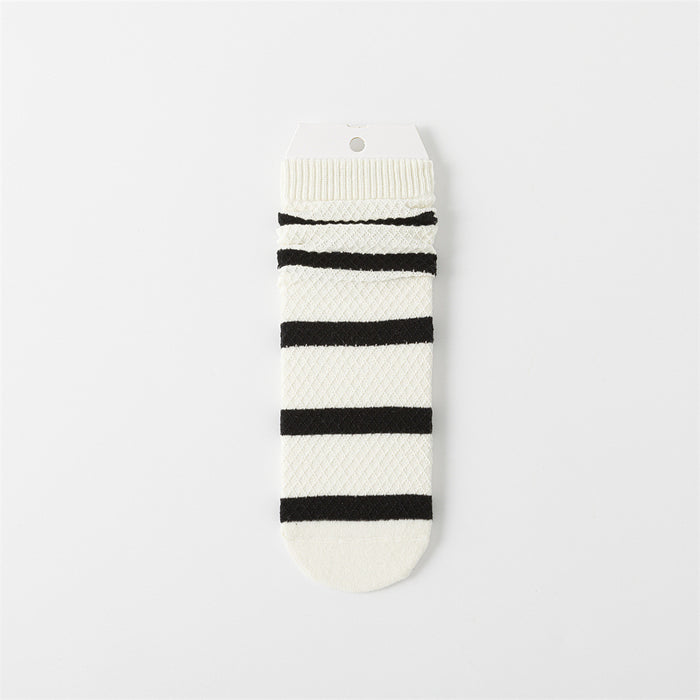 Wholesale Socks, striped socks, mid length socks, thin cut hollow socks