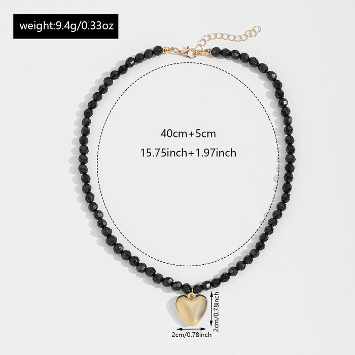 Wholesale Hot selling metal heart pendant necklace with geometric cut, personalized and fashionable peach heart necklace