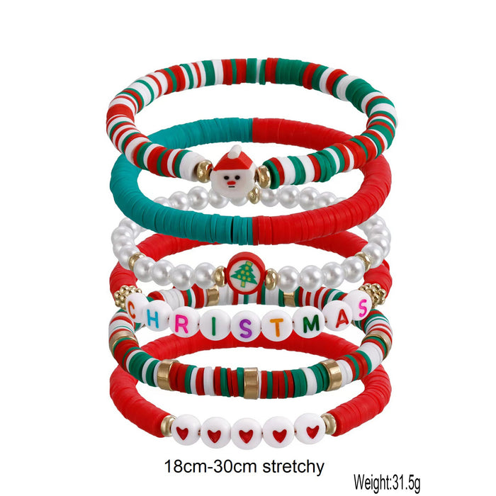 Wholesale Beaded Mixed Color Polymer Clay Bracelet Christmas Set