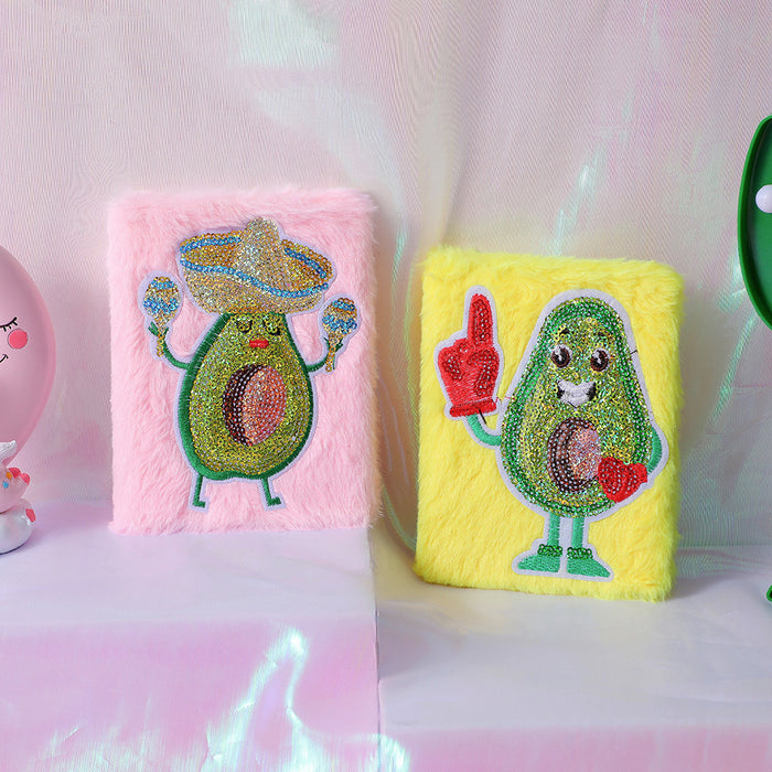 Wholesale Plush Cartoon Notebook Avocado Creative Girl Diary Student Award Prize Handbook Record Book