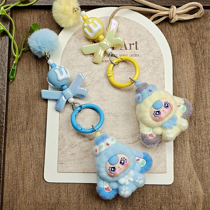 Wholesale Flocked Cartoon Cute Particle Keychain Bag Charm