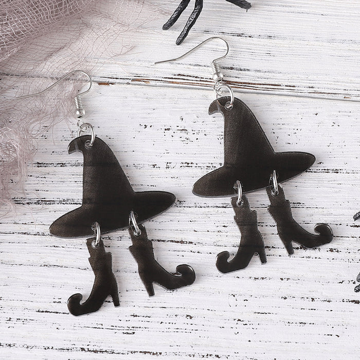 Wholesale  Gothic Wind Witch Hat Boots Pendant Earrings Acrylic Ear Jewelry  Gift