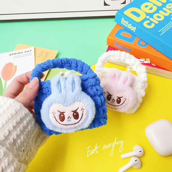 Wholesale New plush coin purse, hand knitted data cable storage bag, protective cover wholesale