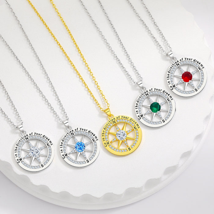Wholesale Compass English pendant, niche octagonal star compass necklace