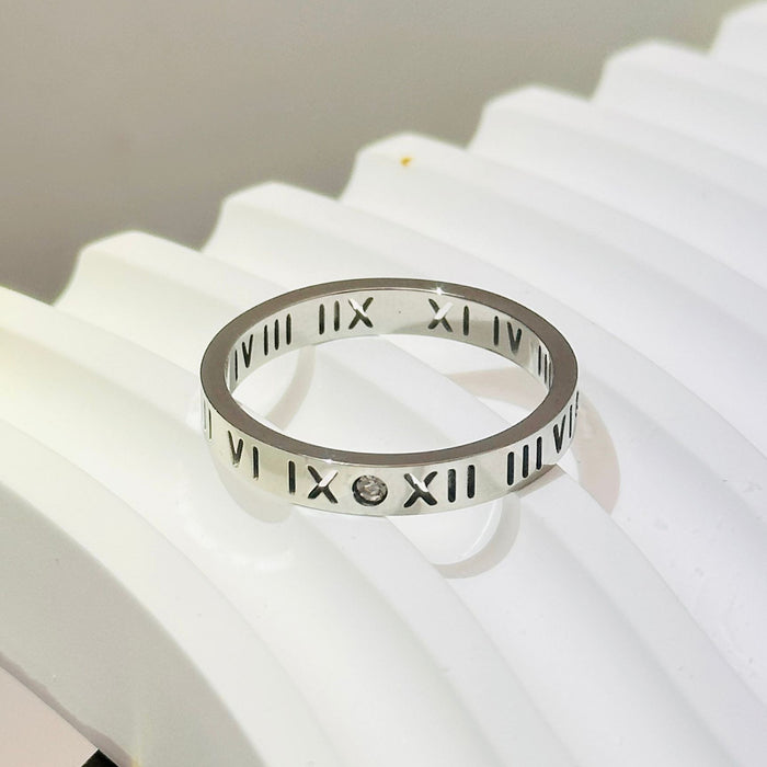 Wholesale Trendy and fashionable student's fresh titanium steel ring, ladies' non fading Roman numeral ring