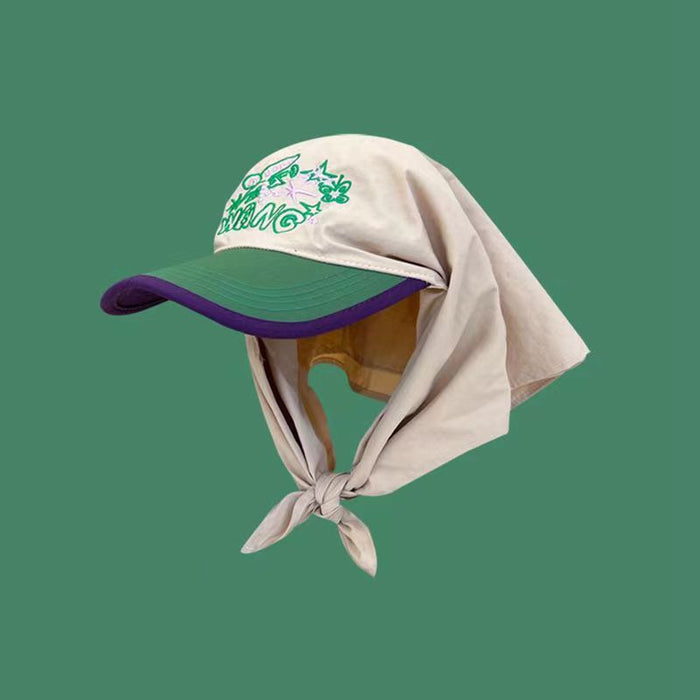 Wholesale Summer casual versatile strap duckbill hat for men, trendy and niche, embroidered letters, contrasting color headscarf hat for women