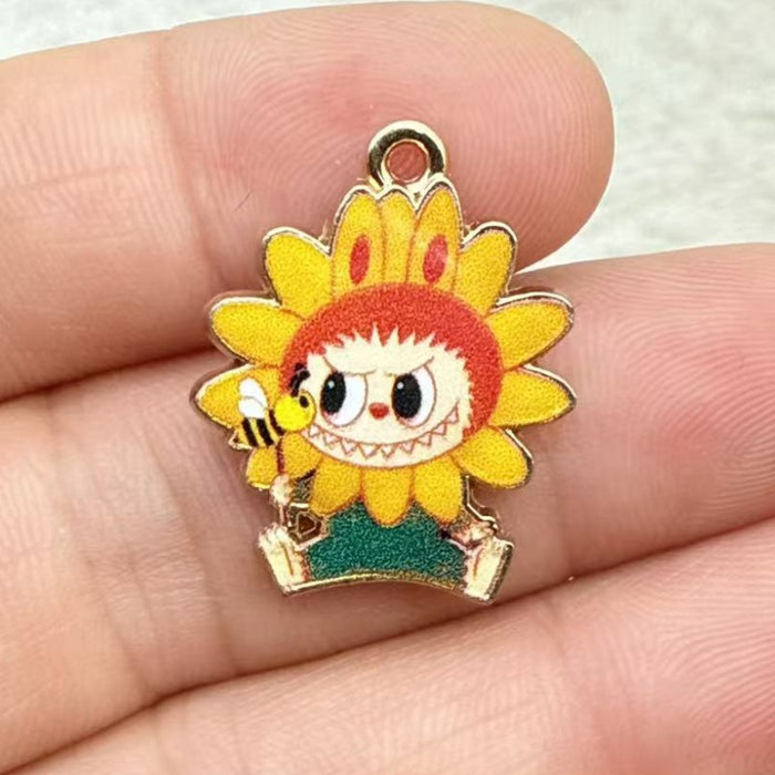 Wholesale 10pcs Cartoon Alloy Printed Oil Drip DIY Bracelet Keychain Pendant