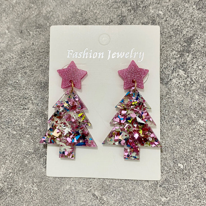 Wholesale Christmas tree earrings flash acrylic ing fashion earrings