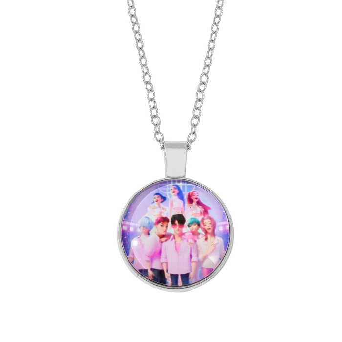 Wholesale Kpop Gemstone Colorful Heart Pendant Necklaces