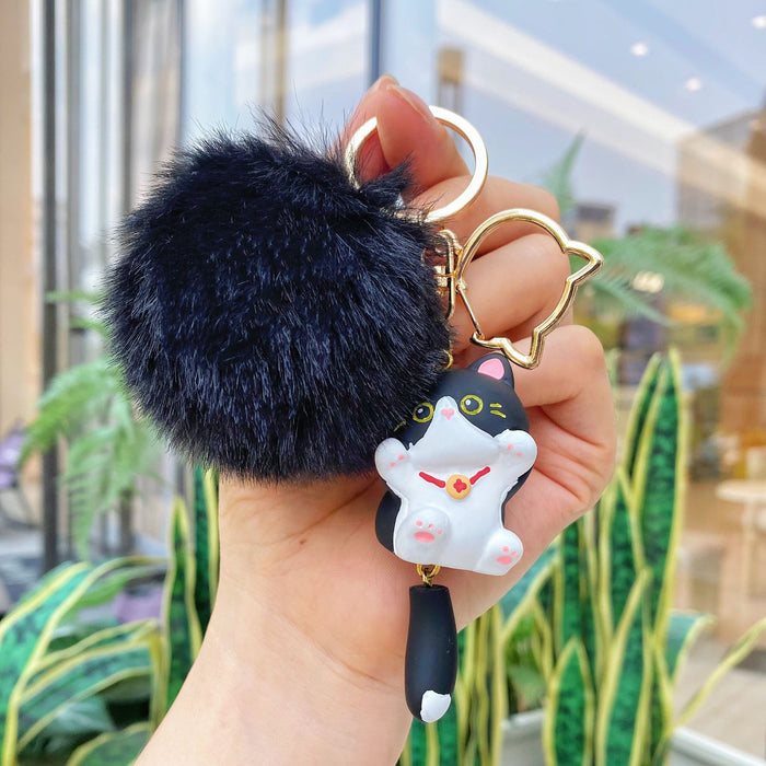 Wholesale Plush keychain Siamese cat pendant resin cat key chain
