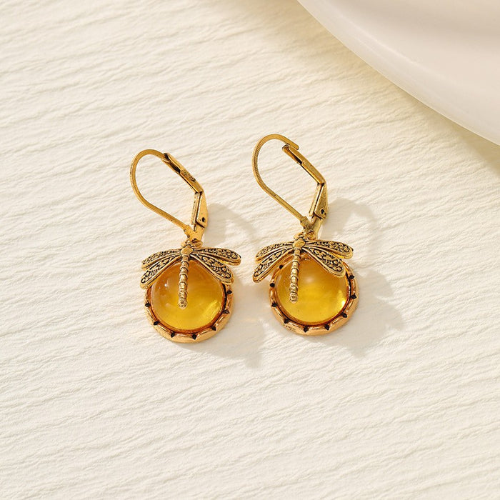Wholesale Drop-shaped Inlaid Cat's Eye Earrings